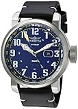 Invicta Men's 'Aviator' Quartz Stainless Steel and Leather Casual Watch, Color:Black (Model: 22251)