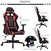 Ergonomic Gaming Chair Racing Style Adjustable High-Back PU Leather Office Chair Computer Desk Chair Executive and Ergonomic Style Swivel Video Chair with Headrest and Lumbar Support-Red