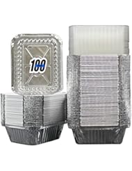 100 Pack of Disposable Takeout Pans with Clear Lids â€“ 1 Lb Capacity Aluminum Foil Food Containers â€“ Strong Seal for Freshness â€“ Eco-Friendly and Recyclable â€“ 5x4â€ Inch Drip Pans - By MontoPack