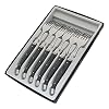 Pradel Excellence Laguiole box met 6 vorken 25,7 x 16,7 x 2 cm grijs gemarmerd