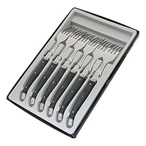 Pradel Excellence Laguiole box met 6 vorken 25,7 x 16,7 x 2 cm grijs gemarmerd