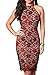 WOOSUNZE Women's Elegant Sleeveless Floral Lace Vintage Midi Cocktail Party Dress (Medium, Burgundy)