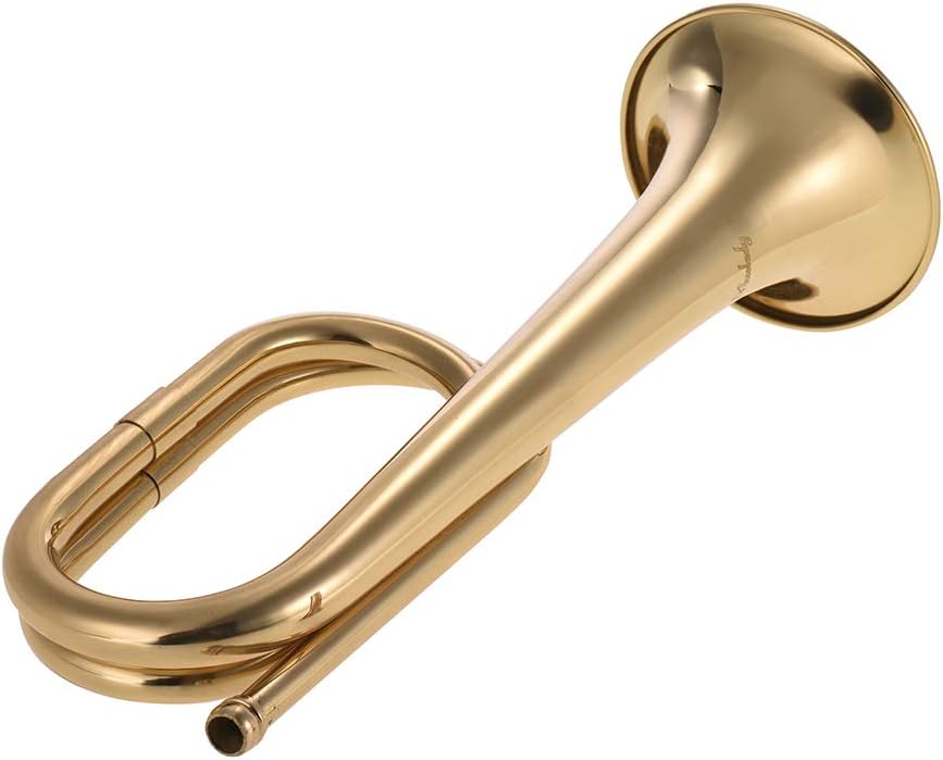 Muslady B Flat Bugle Call Trumpet Brass Cavalry Horn with Mouthpiece for School Band Cavalry Military Orchestra: Musical Instruments