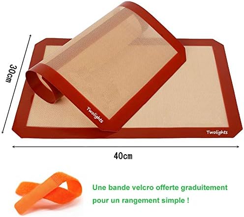 Twolights Tapis de Cuission en Silicone 2 Pièces sans BPA Anti-Adhérent Toile Feuille de Cuisson Patisserie (40 * 30cm) - Cuisine A Vivre Twolights Tapis de Cuission en Silicone 2 Pièces sans BPA Anti-Adhérent Toile Feuille de Cuisson Patisserie (40 * 30cm)