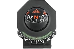 GENERIC Car Dashboard - 180° Adjustable Folding Marine with Luminous Inclinometer, ABS Acrylic Com-Pass for Boat, Car & Vehicle Navigation | Adhesive Base for Easy Mounting