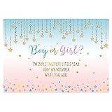 Funnytree 7X5ft Pink and Blue Gender Reveal Party Backdrop Boy Or Girl Twinkle Twinkle Little Star Photography Background Gender Surprise Photo Banner for Baby Shower Photobooth Cake Table Decoration