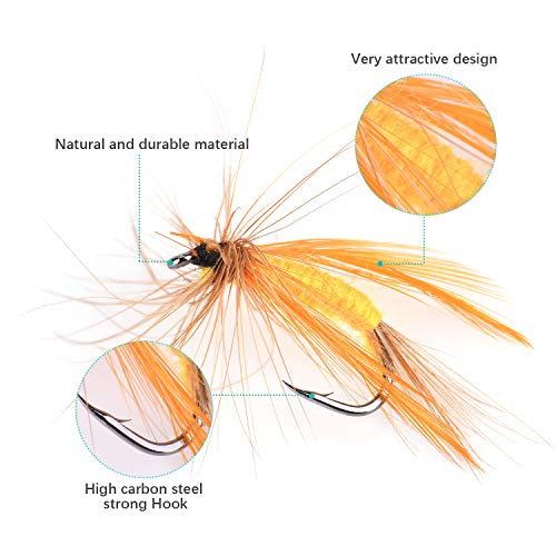 image for Magreel Fly Fishing Flies Kit with Box, Dry Wet Flies, Nymphs, Streame