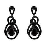 207-JET BLACK Fashion Party & Wedding Jewelry Tear Drop Dangle Chandelier Alloy Rhinestone Earrings