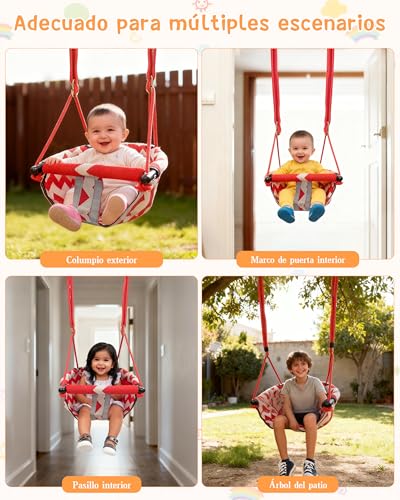 PLMUYY Ajustable Columpio para niños, Doble protección de Seguridad, Incluye Bolsa de Almacenamiento, 2 Pernos de Expansión, Soporta hasta 100 kg, para niños a Partir de 6 Meses