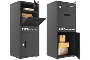 OZG Package Delivery Boxes for Outsides with Large Storage, Custom Add. Sticker Outdoor Parcel Drop Boxes with Lock,Anti-Theft Parcel Mailbox Suitable for Home/APT/Office/Shop(Black, 15.2" W*17" L*40" H)