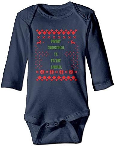 Merry Christmas Ya Filthy Animal Cotton Baby Boy Girl Sleep , Footless, Long Sleeve
