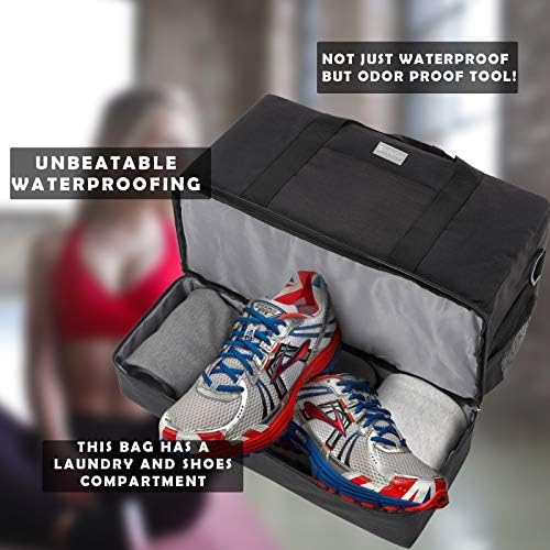 HOKEMP Gym Bag For Women Men Sport Duffel Bag with Shoes Compartment, Swim Bag Travel Tote Luggage Shoulder Bag (Black) 5 HOKEMP Gym Bag For Women Men Sport Duffel Bag with Shoes Compartment, Swim Bag Travel Tote Luggage Shoulder Bag (Black)