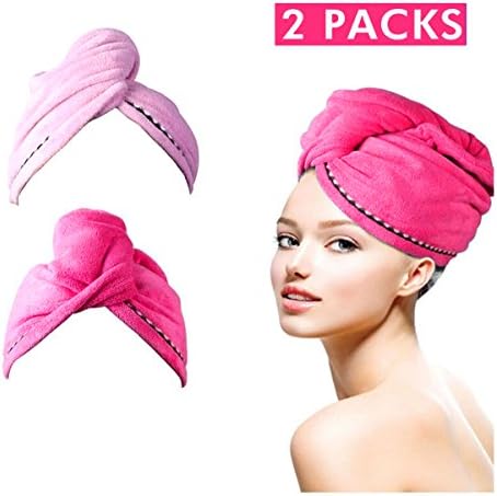 Eastshining Microfiber Hair Drying Towel Wrap Super Absorbent Fiber Fast Dry Twist Head Towel for Wet Hair 2 Pack