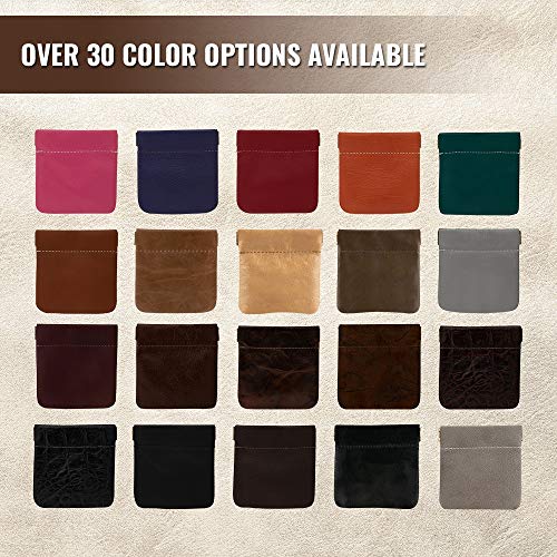 Genuine Leather Squeeze Coin Purse, Pouch Made IN U.S.A. Change Holder For Men/Woman Size 3.5 X 3.5 - Thumbnail 4