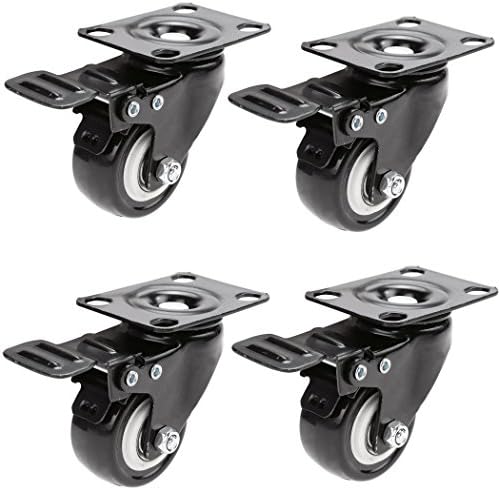 Nacy 4 Pack of 2" Heavy Duty Swivel Caster Wheels Rubber Base with Top Plate &amp; Bearing Black