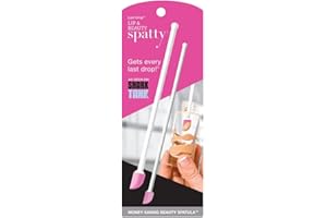 Spatty Lip Gloss and Mini Makeup Spatula (6 Inch Pink combo pack) Shark Tank Mom Made Scrapes Last Drop of Lipstick, Foundation, Lotion, Cosmetics, Beauty Products With Two Unique Spatula Head Sizes