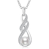 LOCIBLO Birthstone Necklaces for Women 925 Sterling Silver Infinity Pendant Created Gemstone Jewelry for Her, 16"+2"