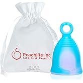 Peachlife Mini Ring Menstrual Cup – Small, Medium Firm | Easy Removal with Loop Pull Stem | Reusable Silicone Peachcup | Up to 10 Years of Leak-Proof Period Protection