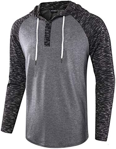 Moomphya Men's Jacquard Knitted Casual Short Sleeve Raglan Henley Jersey Hoodie T Shirt