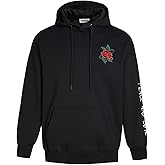 GROWSUNER Unisex Rose Flower Embroidered Hoodie Letter Graphic Printed Fleece Pullover Hooded Sweatshirt