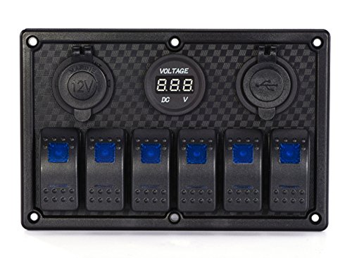 image for DCFlat 5 Pin 4 Gang / 6 Gang Car Marine Boat Circuit RV LED Rocker Swi