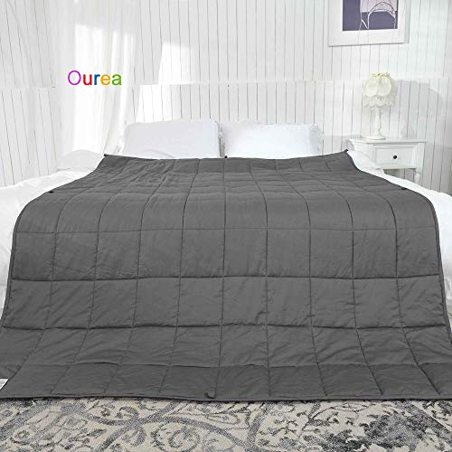 Ourea Adult Weighted Blankets (20 lbs, 60" x 80", Queen Size) Heavy Blanket, Breathable Cotton with Glass Beads
