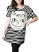 Allegra K Women Striped Batwing Sleeve Oversize Tunic Tops T-Shirts Black M