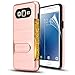 Galaxy J2 Prime Case,Galaxy Grand Prime Plus Case With HD Screen Protector,AnoKe[Card Slots Holder][Not Wallet]Kickstand Plastic TPU Hybrid Shockproof For Samsung Galaxy J2 Prime KC1 Rose Gold