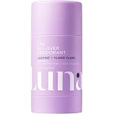 Luna Daily All Over Deodorant | Aluminum Free, Jasmine + Ylang, 2.4 Oz | Clinically tested aluminum-free deodorant for odor and chafing. Suitable for underarms, under bust, thighs