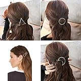Adecco LLC 7pcs Minimalist Dainty Gold Silver Hollow Geometric Metal Hairpin Hair Clip Clamps,Circle, Triangle and Moon etc
