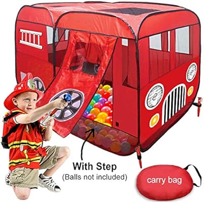 Fire Truck Pop Up Play Tent With Step Great For Ball Pit