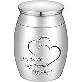 Small Keepsake Urns for Human Ashes Mini Cremation Urns for Ashes Stainless Steel Memorial Ashes Holder-My Uncle My Friend My Angel