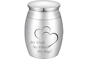 DLETAY Small Keepsake Urns for Human Ashes Mini Cremation Urns for Ashes Stainless Steel Memorial Ashes Holder-My Uncle My Friend My Angel
