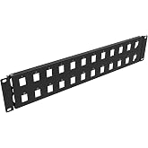 QiaoYoubang 2U Hinged 24-Port Blank Keystone Patch Panel Metal
