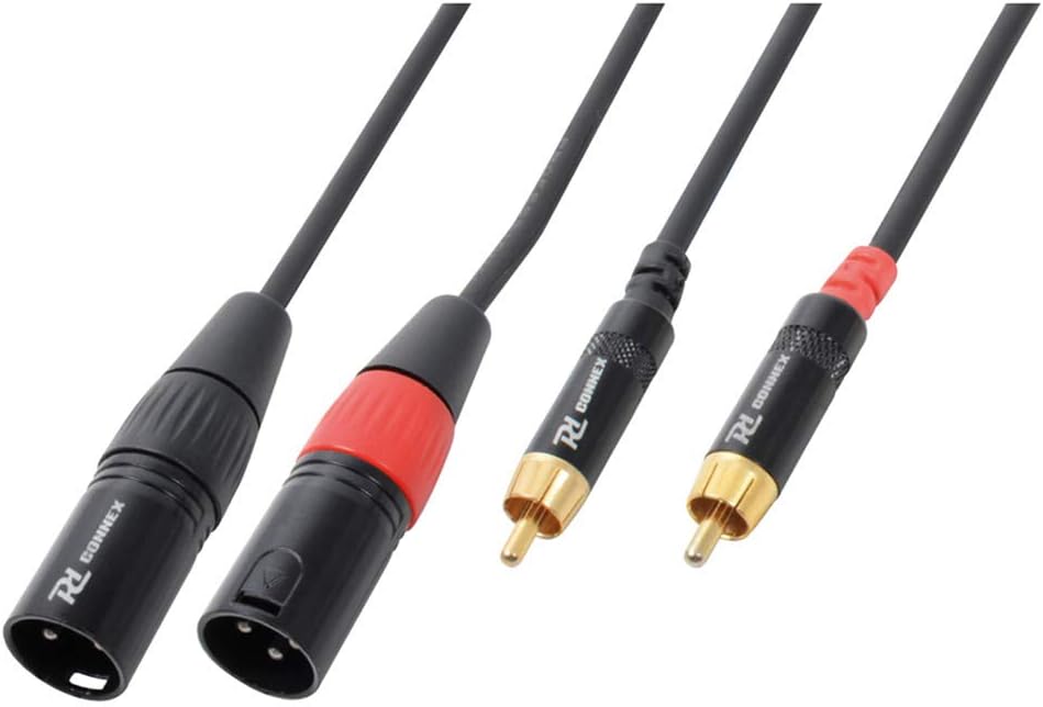 Twin Male XLR to Twin Male RCA Phono Plugs Connection Lead Cable 6.0m DJ Disco