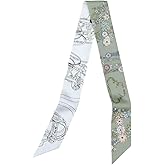 COtheSumay 100% Mulberry Silk Scarf for Handbags,Bags, and Purses,1Pcs 2"x35" Hair Ribbon Skinny Neck Scarves for Women
