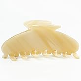 MAORULU Large Acetate Hair Claws - Premium Durable 4 Inch No-Slip Claw Clips for Thick Thin Hair | 1 Piece (Creme)