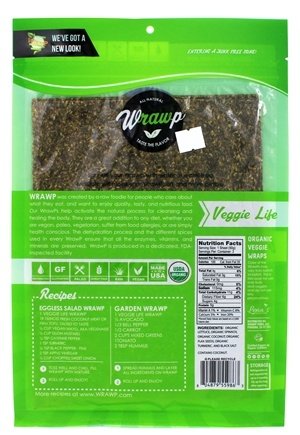 Organic Veggie Wraps - Veggie Life Wraps by Wrawp | Perfect for Wraps, Sandwiches, Crackers, Side Bread or a Simple Snack