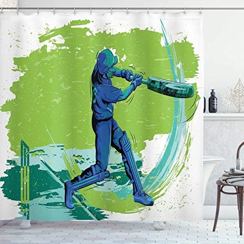 CdHBH Sports Shower Curtain Cricket Player Throws The Ball to Win The Championship team's Brush Effect for The Bathroom Shower Room Hotel Polyester Waterproof Fabric