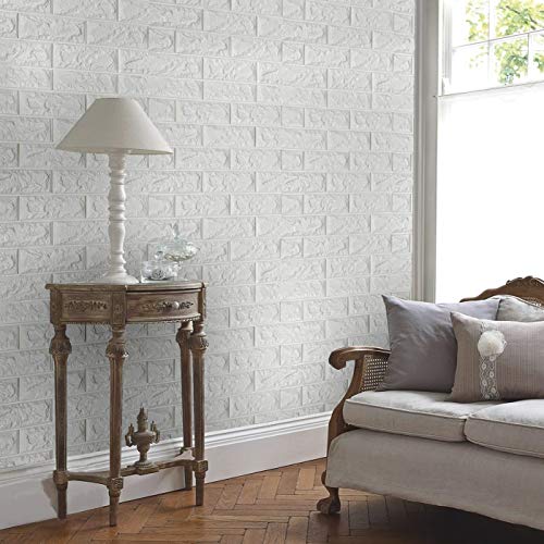 Arthome White Brick 3D Wall Panels Peel and Stick Wallpaper for Living