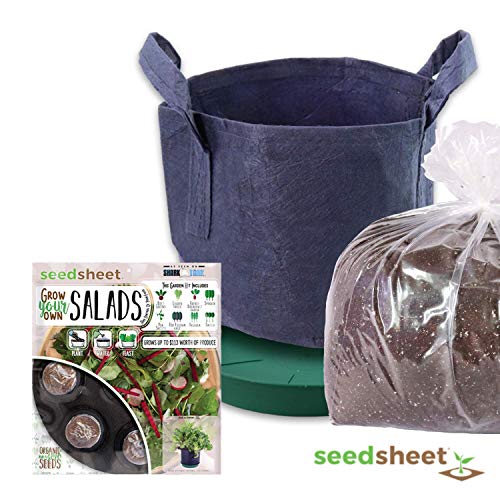 Home Garden Seeds - Seedsheet Grow Your Own Organic Gardening Pods - Eco Friendly Ingredients - Full Kit - Includes Soil (Salad)