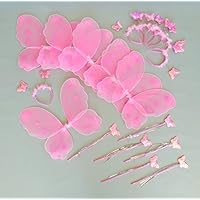 Butterfly Craze Heart to Heart Wings & Wand (6 Set) Costume, Pink