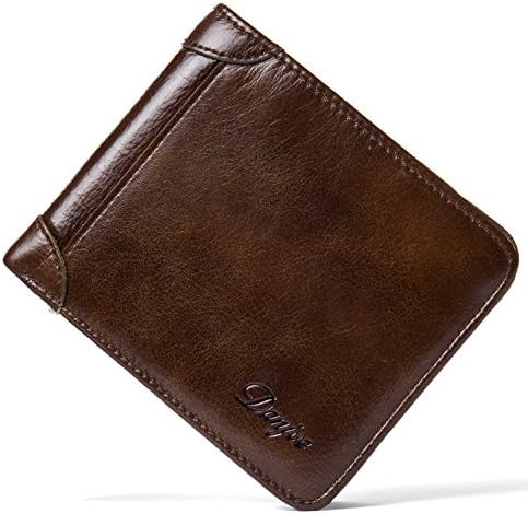 DANJUE Vintage Genuine Cow Leather Short Men's Wallets Slim Bifold with Money Clip 6022-3 (Brown)