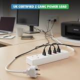 1ABOVE 2 Gang 2m Extension Lead UK Plug Fused Multi Socket Mains Strip Home view 5