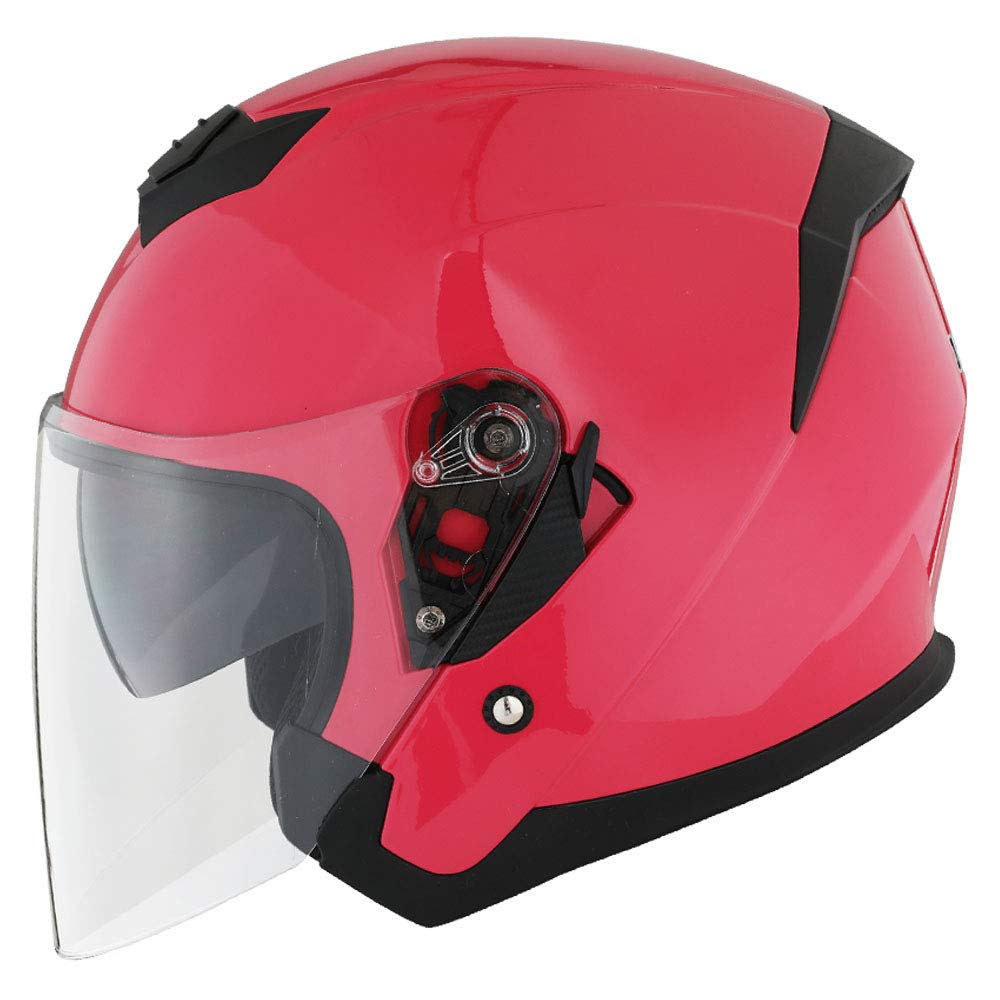 1STORM MOTORCYCLE OPEN FACE HELMET SCOOTER CLASSICAL KNIGHT BIKE DUAL LENS/SUN VISOR GLOSSY Pink