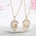 Ximei Two Tones Available BFF Best Friend 2 Pieces Heart Split Puzzle Pendant Necklace (Gold-Plated-Base)