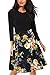 Giotto Women’s Casual Flare Floral Contrast A-Line Evening Party Midi Dress