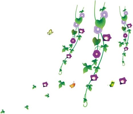 Amazon Chirstseason ウォールステッカー 花 朝顔 紫 蝶 徐々に落ちでいる花 吊り下げ 壁紙 シール おしゃれ 部屋飾り インテリア 店舗 ガラスドア リビング キチン 玄関 廊下 剥がせる ウォールシール ウォールステッカー オンライン通販