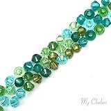50 pcs Swarovski 5328 / 5301 4mm Crystal Xilion Bicone Beads GREEN & TEAL Colors Mix **FREE Shipping from Mychobos (Crystal-Wholesale)**