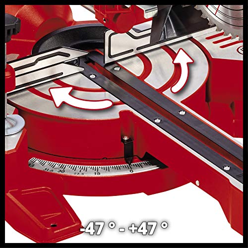 Einhell Zug-Kapp-Gehrungssäge TC-SM 216 (1.600 W, Drehtisch mit Schnellverstellung und Einrastpositionen, Laser, L+R… – Bild 5